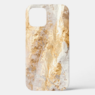 Coque iPhone 12 Tex Arrière - plan Peint Moderne Blanc Et Or