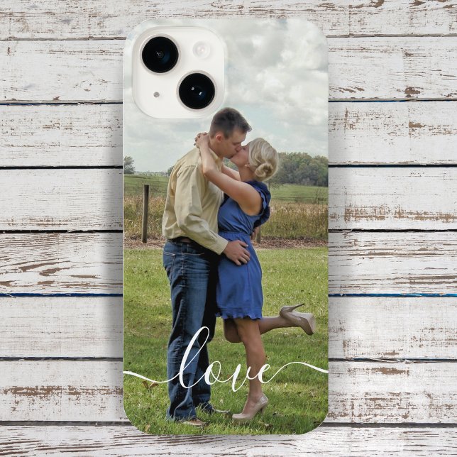 Coque iPhone Texte d'amour de photo personnalisé brossé superpo (Créateur téléchargé)