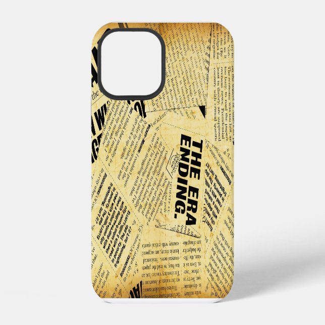 Coque iPhone Texte de journal avec vieux papier (Verso)