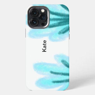 Etui iPhone 13 Pro Max Texte de nom ajouté à l'aquarelle florale violet b