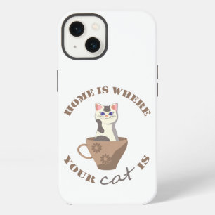 Etui iPhone 13 Texte drôle La maison est là où est votre chat dan