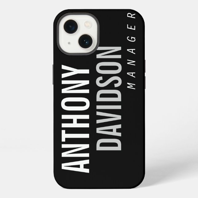 Coque iPhone Texte gras moderne tendance noir (Verso)