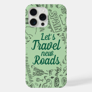 Coque iPhone 15 Pro Max Texte personnalisé Allons voyager Icône de voyage 