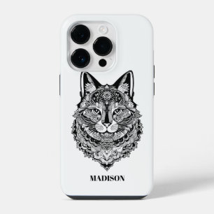 Coque Pour iPhone 14 Plus Texte personnalisé Chat Ornemental