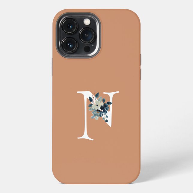 Coque iPhone Texte unique avec de mignonnes fleurs bleues Moder (Verso)