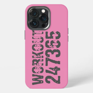 Etui iPhone 13 Pro Texte usé et rayé Workout 247365 rose