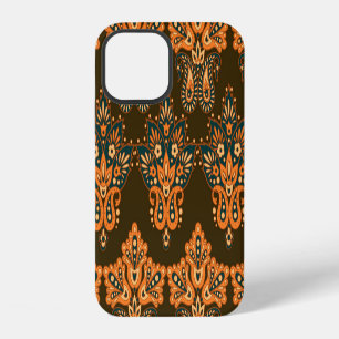 Coque iPhone 12 Textile Asiatique Paisley : Illustration Florale V