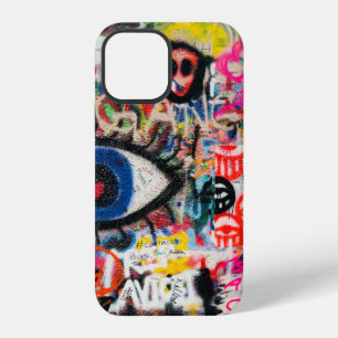 Coque iPhone 12 Textile floral bleu et rouge