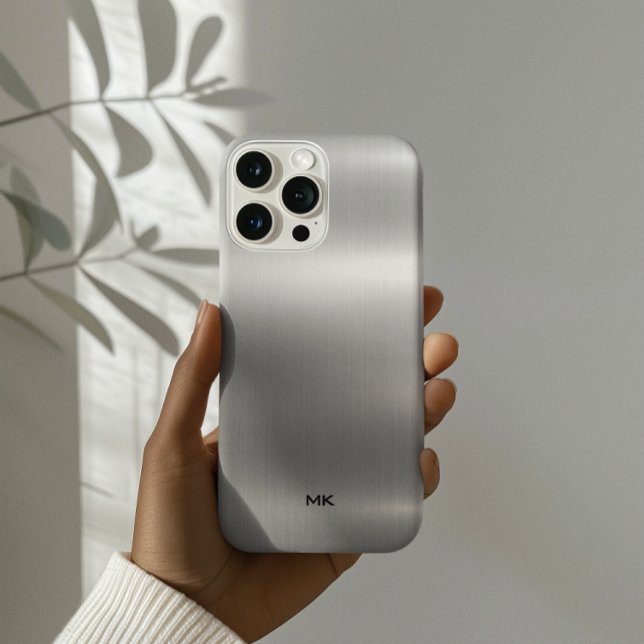 Coque iPhone Texture Argent Métallisé Aspect Acier Inoxydable (Créateur téléchargé)