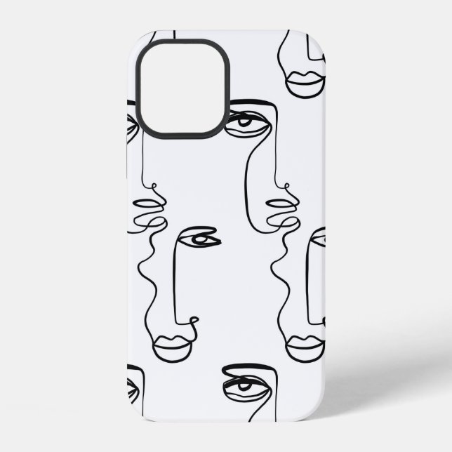 Coque iPhone Texture avec faces abstraites. Une ligne continue  (Verso)