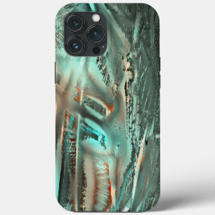 Etui iPhone 13 Pro Max Texture cyan grisâtre bizarre et découpe numérique