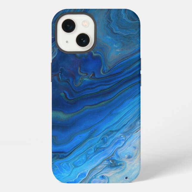Coque iPhone Texture d'art fluide en agate Blue Marble  (Verso)