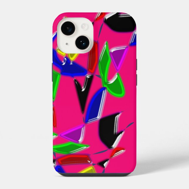 Coque iPhone texture d'art moderne, rose  (Verso)