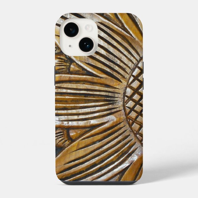 Coque iPhone Texture de bois factice élégant Photo de tournesol (Verso)