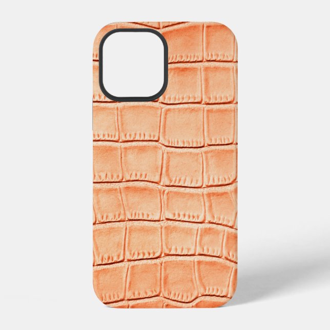 Coque iPhone Texture de cuir de crocodile marron clair (Verso)