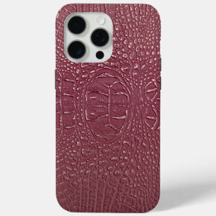 Coque iPhone 15 Pro Max Texture de cuir de taupe moderne croc