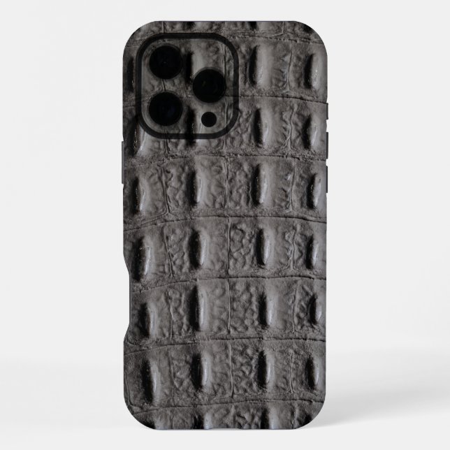 Coque iPhone Texture de cuir de taupe moderne crocodile (Verso)