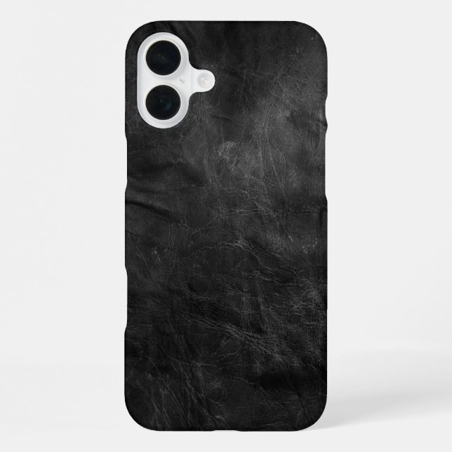 Coque iPhone Texture de cuir noir délavé (Verso)