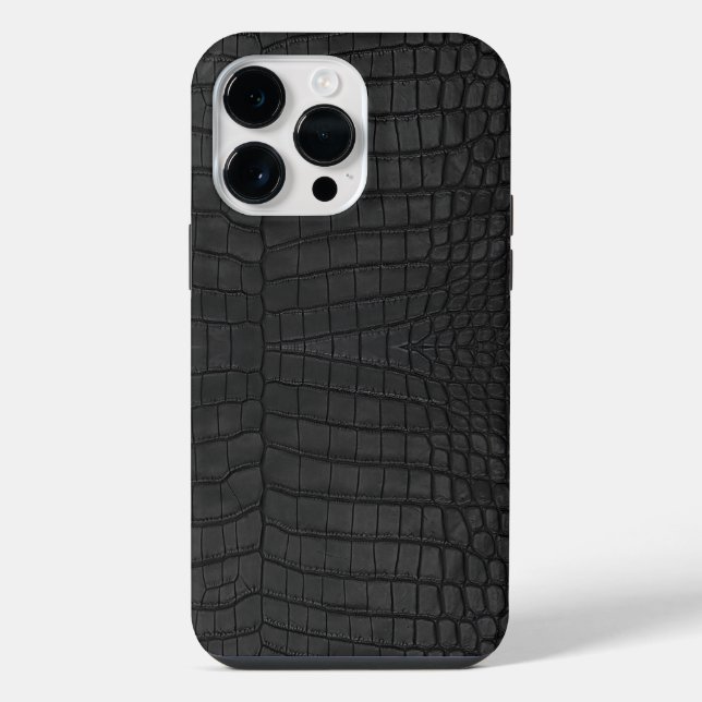 Coque iPhone Texture de faux crocodile noir imprimé (Verso)