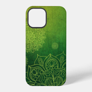 Coque iPhone 12 Pro Texture de fond vert jaune