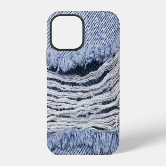 Coque iPhone Texture de jean bleu clair torn (Verso)