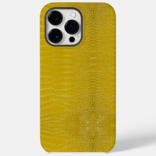 Coque Pour Pour iPhone 14 Pro Max Texture de l'alligator jaune