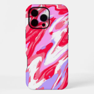 Coque iPhone 16 Pro Max Texture de liquide de marbre abstrait coloré rouge