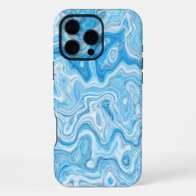 Coque iPhone Texture de marbre bleu de glacier glacé abstrait l (Verso)