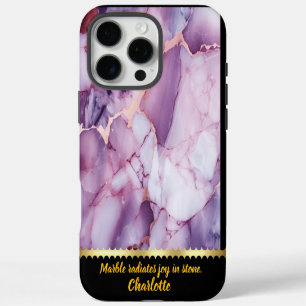 Coque iPhone 16 Pro Max Texture de marbre élégant avec des veines violette