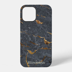 Coque iPhone 12 Texture de marbre gris doré