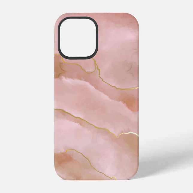 Coque iPhone Texture de marbre liquide rose (Verso)