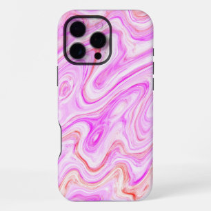 Coque iPhone 16 Pro Max Texture de marbre rose bébé peinture liquide abstr