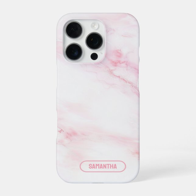 Coque iPhone Texture de marbre rose doux (Verso)