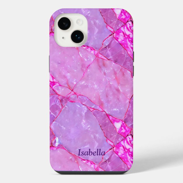 Coque iPhone Texture de marbre rose, effet de marbre (Verso)