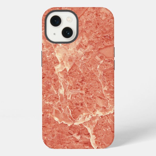 Coque iPhone Texture de marbre rouge corail  (Verso)