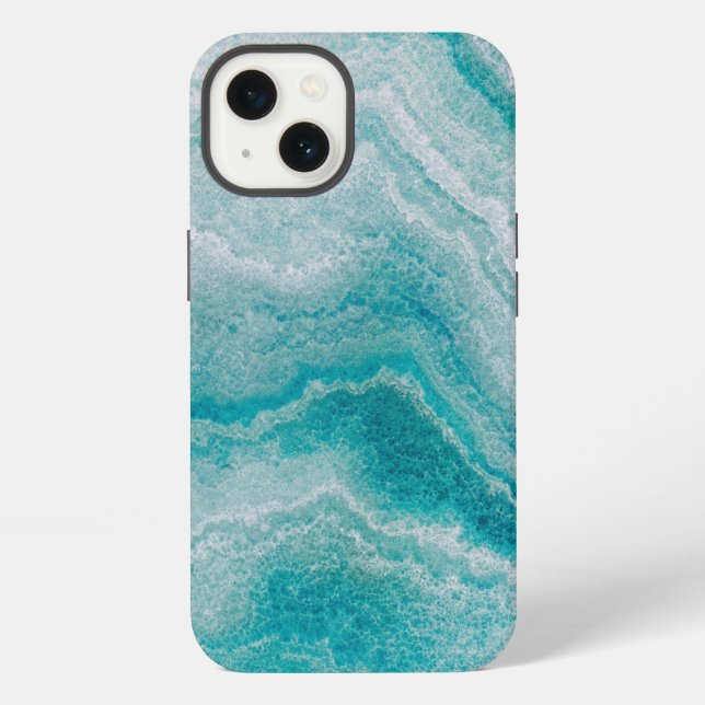 Coque iPhone Texture de marbre vert de mer (Verso)