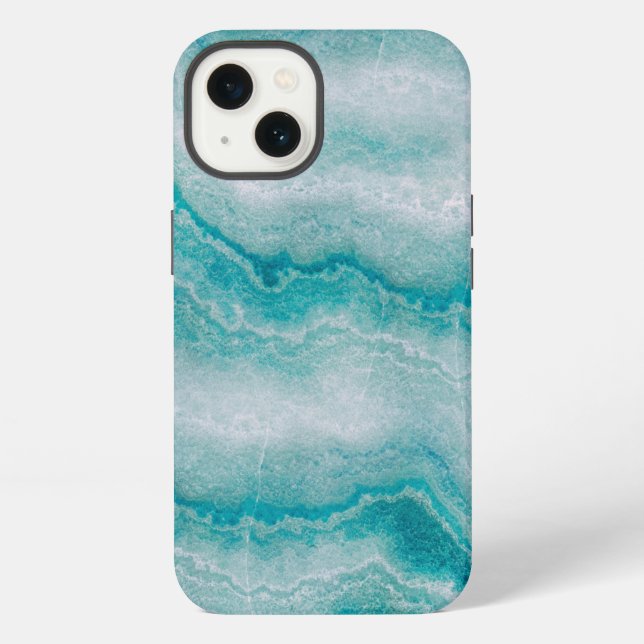 Coque iPhone Texture de marbre vert de mer (Verso)