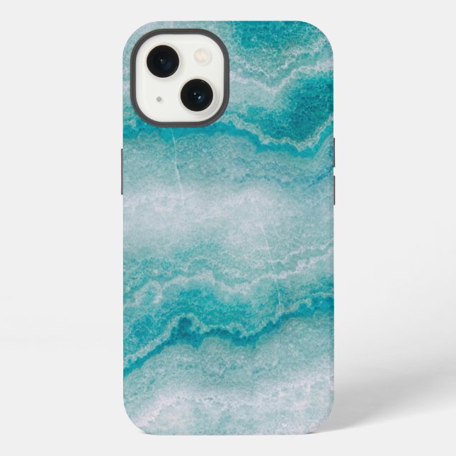 Coque iPhone Texture de marbre vert de mer (Verso)
