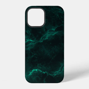 Coque iPhone 12 texture de marbre vert foncé