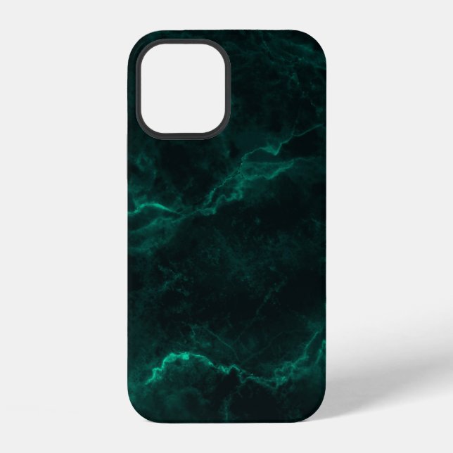 Coque iPhone Texture de marbre vert foncé (Verso)