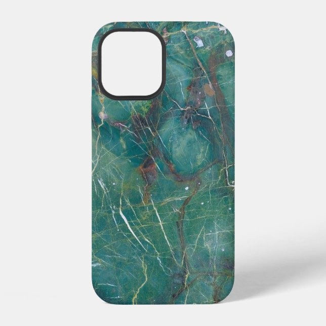 Coque iPhone texture de marbre vert malachite, structure détail (Verso)