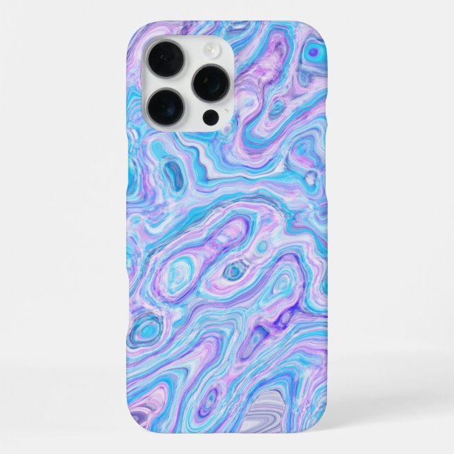 Coque iPhone Texture de marbre violet bleu peinture liquide abs (Verso)