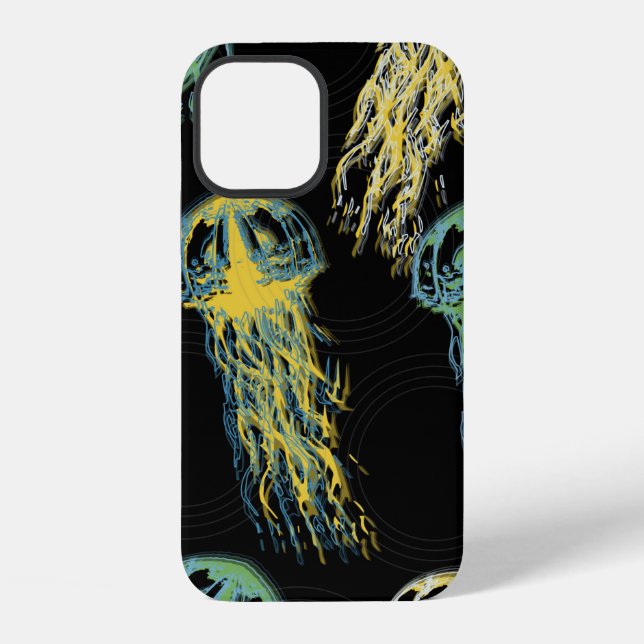 Coque iPhone Texture de méduse dessinée à la main. Motif sans f (Verso)