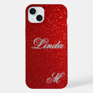 Coque iPhone 15 Plus Texture de Parties scintillant rouge brillante