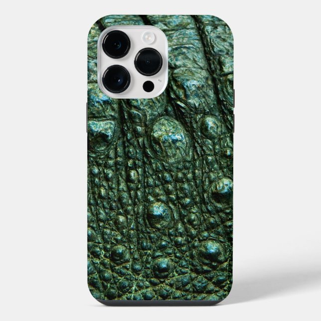 Coque iPhone Texture de peau d'alligator vert (Verso)
