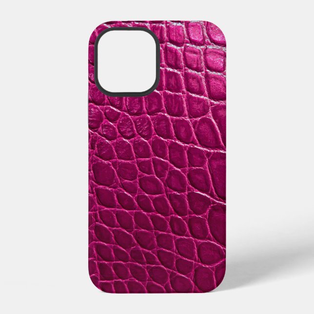 Coque iPhone Texture de peau de crocodile rose (Verso)
