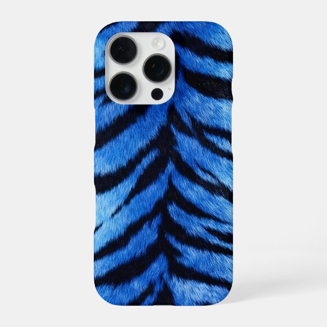 Coque iPhone texture de peau de tigre bleu (Verso)