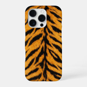Coque iPhone 16 Pro texture de peau de tigre jaune