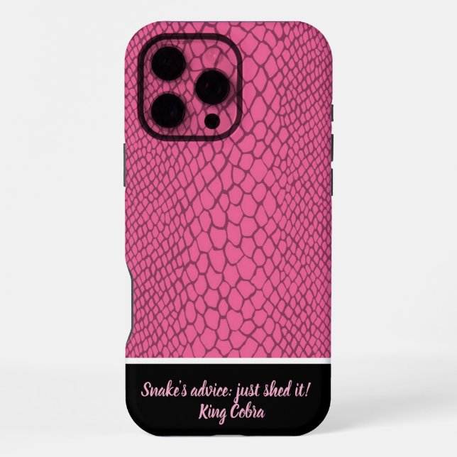 Coque iPhone Texture de serpent vibrante dans des teintes roses (Verso)