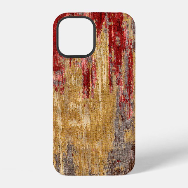 Coque iPhone Texture de tapis oriental rouge-or. (Verso)